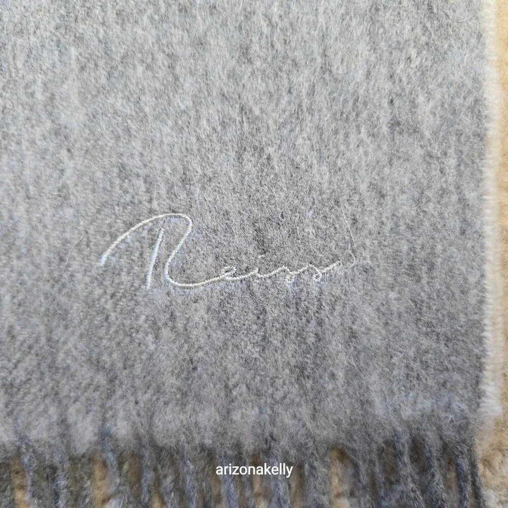 NWOT Reiss Cashmere Fringed Scarf 2-tone Grey - Picture 9 of 10